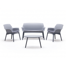 LUXOR - LOUNGE SET DESIGN Bica Italy 4 posti salotto polipropilene esterno con divanetto, 2 poltrone, 1 tavolino e cuscini